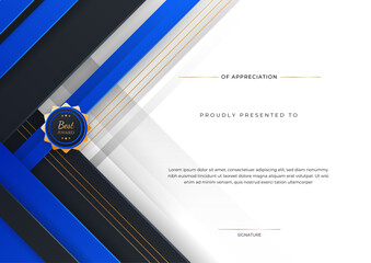 Wall Mural - minimal blue triangle certificate template design