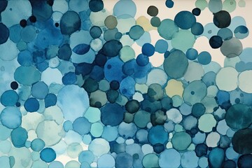 Canvas Print - Illustration of Blue Circles on White Background Painting. Generative AI