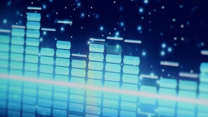 Wall Mural - Sound Equalizer. Digital music or sound wave footage. audio waveform equalizer scale on black loop animation. color music equalizer abstract. gradient spectrum bar graph. Wave Glowing Pulsing dancing