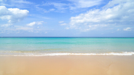 Nature landscape view of beautiful tropical beach and sea in sunny day. Beach sea space area