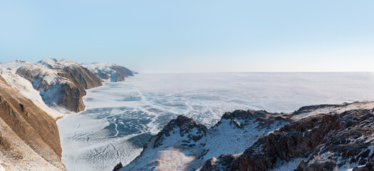 Wall Mural - Aerial view of amazing baikal lake  - Baikal lake , Siberia 