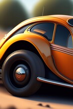 Dirty Toy Car Beetle, Highly Detailed Digital Painting, Concept Art Made With Generative AI Technology