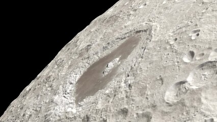 Wall Mural - camera flies over a big crater of the moon. elements of this image furnished by nasa