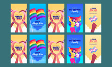 Happy Celebrate Pride Month Day Social Media Stories Vector Flat Design