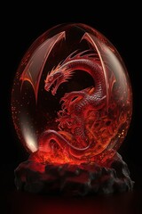 Wall Mural - Dragon's Crimson Dawn with An Intricate Embryonic Exploration Generated by AI