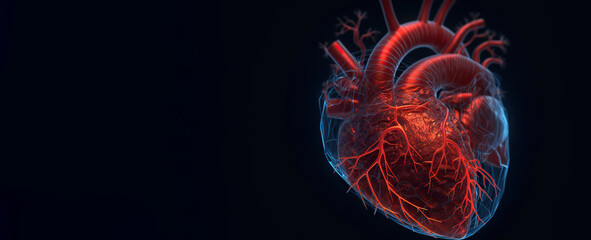 Ischemic heart disease: Human heart on the black background