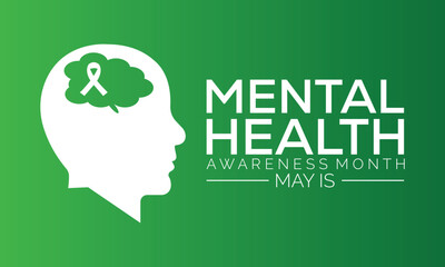 Wall Mural - Mental Health Awareness Month in May. madicale banner design template Vector illustration background.