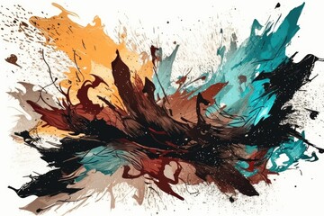 Poster - Illustration of an abstract painting with vibrant colors on a white background. Generative AI