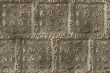 Complex line of alien hieroglyphs symbols