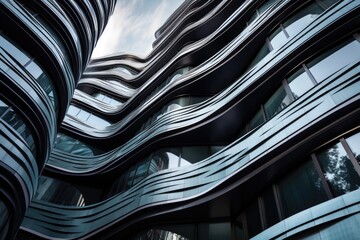 Poster - skyscraper with a modern architectural style and numerous windows. Generative AI