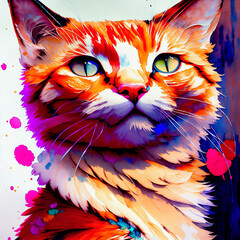  watercolor art, portrait of a cat.