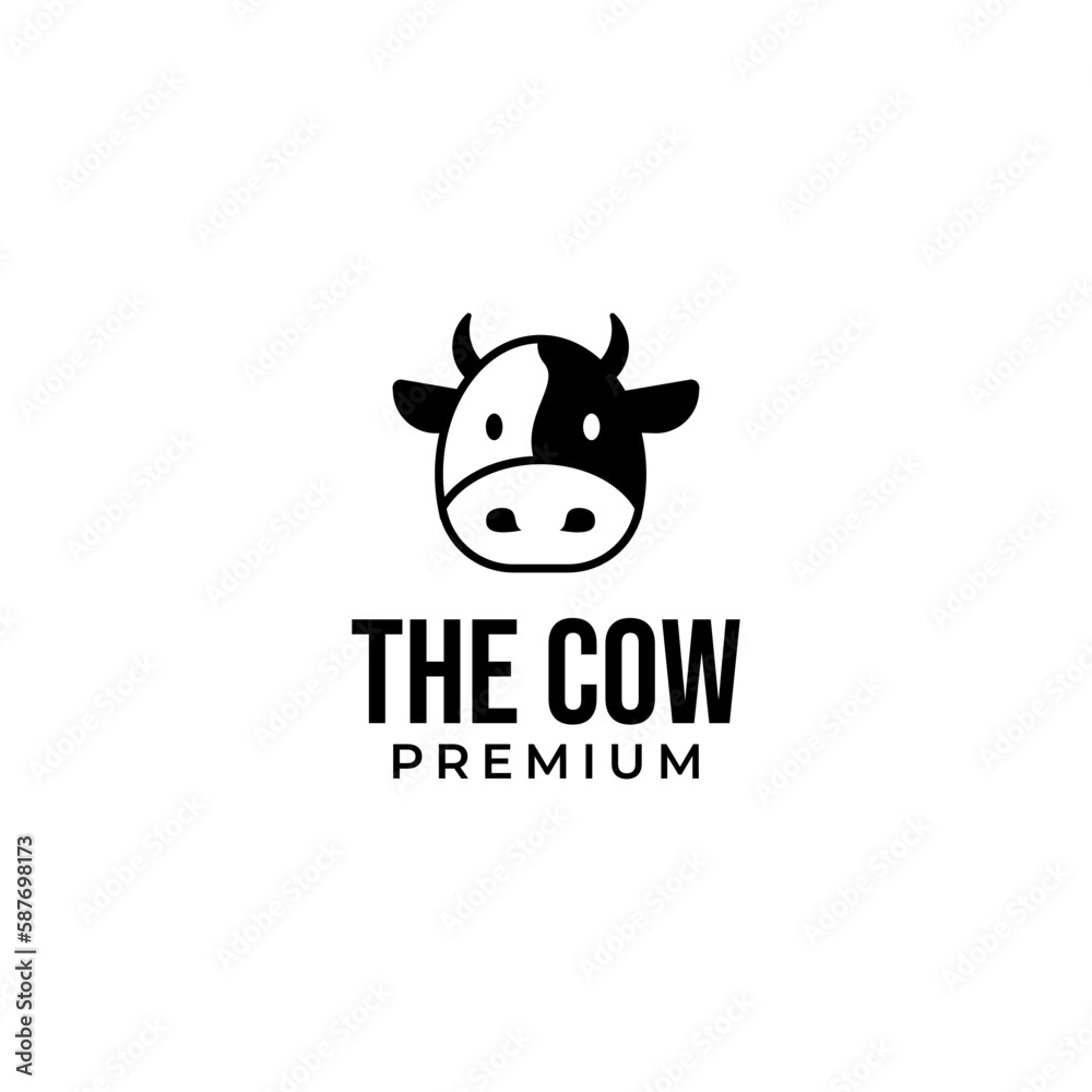Vector head of a cow in a circle logo design concept for stock raising ...