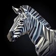 low poly zebra staring in darkness