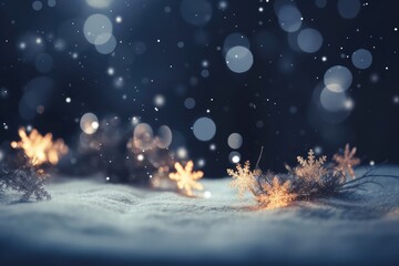 Wall Mural - christmas and new year theme background. light blue blurred abstract background with snowflake. crea