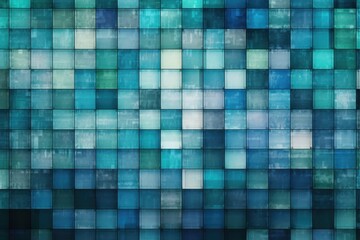 Poster - vibrant mosaic tile background in shades of blue and green. Generative AI
