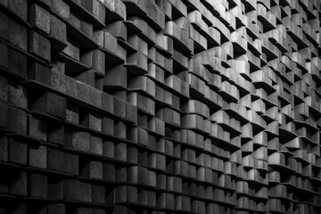 Poster - monochromatic wall made of geometric blocks. Generative AI
