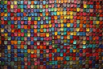 Poster - Colorful Wall made of Square Tiles. Generative AI