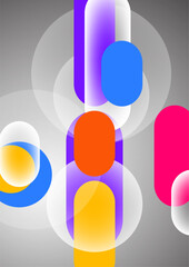 Poster - Overlapping geometric shapes and circles. Stylish trendy techno design background for business or technology presentations, internet posters or web brochure covers. Vector