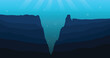 Vector silhouette mariana trench underwater sea illustration