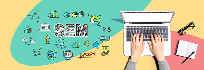 Poster - sem with person using a laptop computer