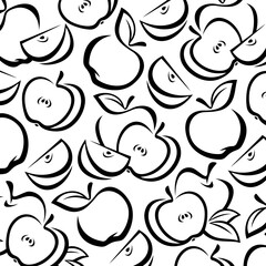 Wall Mural - Apple pattern background set. Collection icons apple. Vector