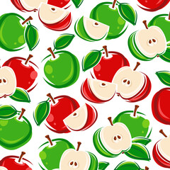Wall Mural - Apple pattern background set. Collection icons apple. Vector