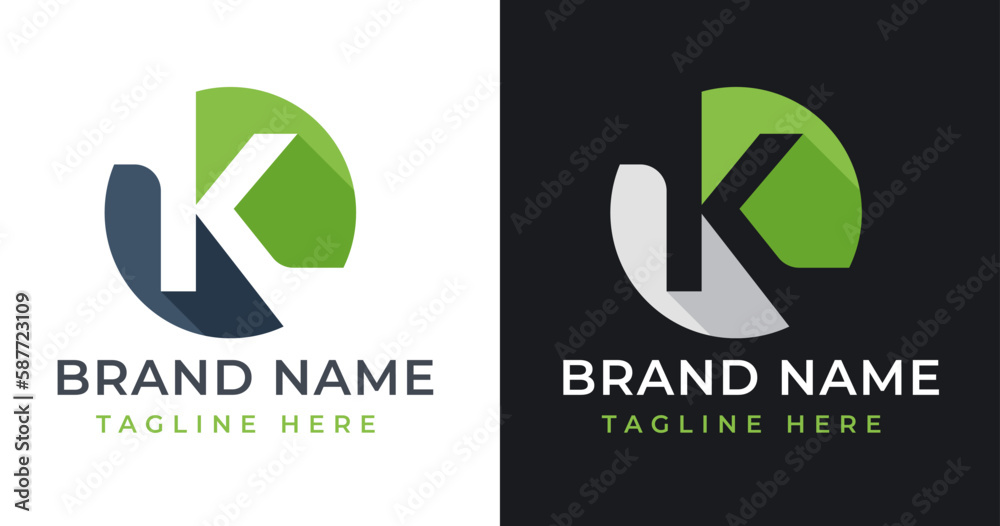 Initial letter K Logo vector illustration with Abstract Circle Shape ...