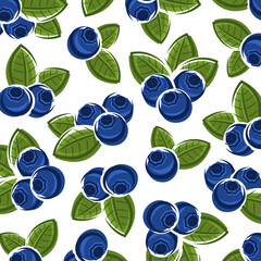 Wall Mural - Blueberry pattern background set. Collection icon blueberry. Vector