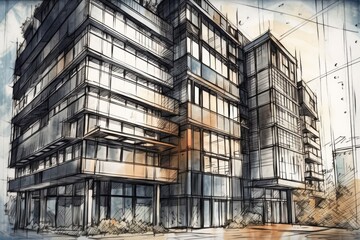 Poster - building with numerous windows allowing ample natural light. Generative AI