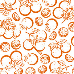 Wall Mural - Oranges pattern background set. Collection icons orange. Vector