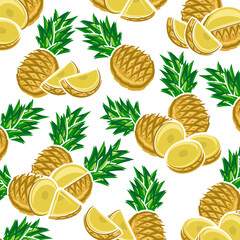 Wall Mural - Pineapple pattern background set. Collection icon pineapple. Vector