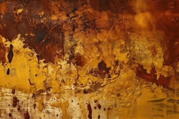 Canvas Print - Illustration of an abstract painting with warm tones of brown and yellow. Generative AI