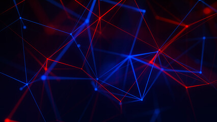 Poster - Abstract background with connecting dots and lines. Network connection structure. Plexus effect. 3d