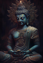 Wall Mural - Buddha statue, Oil Painting, Generative AI