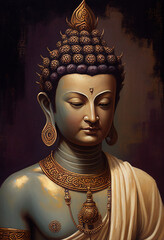 Wall Mural - Buddha statue, Oil Painting, Generative AI