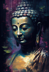 Wall Mural - Buddha statue, Oil Painting, Generative AI