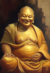 Wall Mural - Buddha statue, Oil Painting, Generative AI