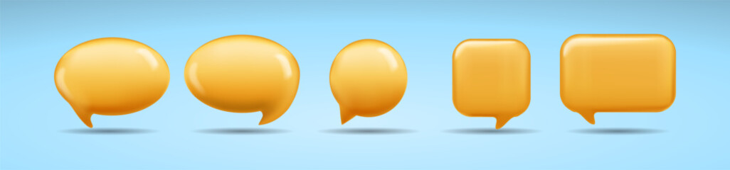 3D speech bubble cartoon, isolated on orange background. 3D Chat icon collection.