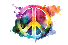 The Peace Sign In Style Of Aquarelle On Transparent Background, Ai Generated