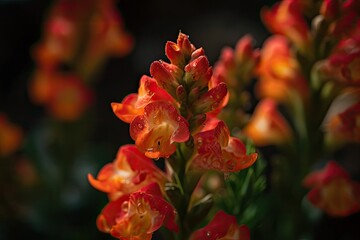 Wall Mural - Illustration of close-up view of vibrant orange flowers. Generative AI