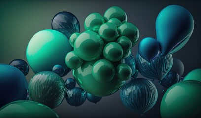 Sticker -  a bunch of balloons floating in the air with a dark background.  generative ai