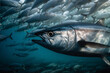 tuna in the sea attacks a flock of herring generated by AI