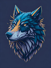  Cartoon wolf head. AI generated illustration