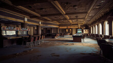 Empty Abandoned Casino Hall. Generative AI