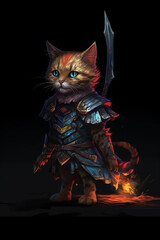  The cat warrior epic pose, generative AI