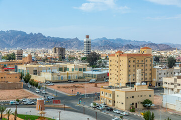 Wall Mural - Hail city downtown with mountains in the background, Hail, Saudi Arabia
