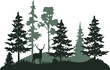 Vector Forest Pine and Deer