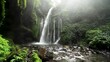 Magic waterfall in the middle of the jungle in Indonesia