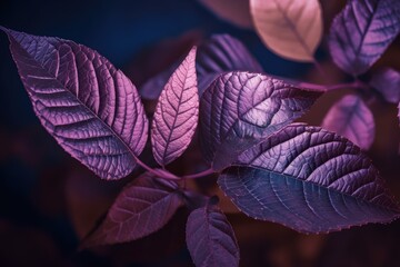 Poster - close-up of a purple plant with detailed leaves. Generative AI