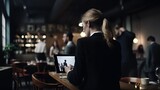 Fototapeta  - Business women people working on digital table Generative AI